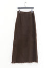 SWAYING 25 Fall/Winter Collection: Fringe-trimmed Yak Wool Maxi Skirt SW-SW25AW3B15C2S2-ZONG (Brown)